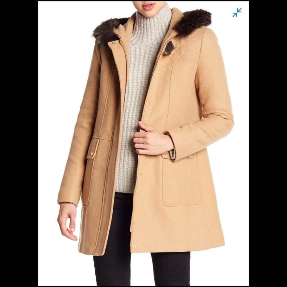 Ellen Tracy fox fur trim coat